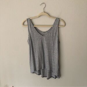 Enza Costa Black and White Linen Blend Minimalist Tank M